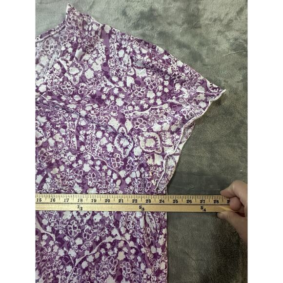 JMS Just My Size 4X Purple Floral Print Top Short Sleeve Stretch Blouse 26W/28W - Picture 5 of 6